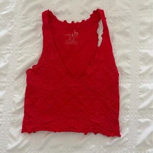 Red Lace-Textured Tank Top - Women's